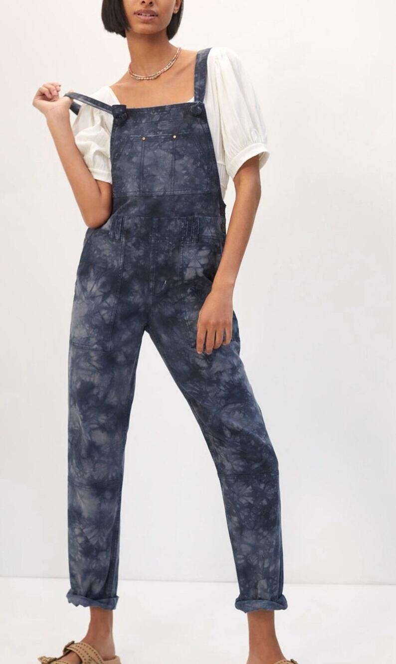 Anthropologie Wanderer Blue Tie Dye Cotton Overalls 25